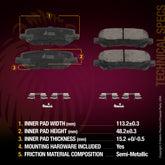 Metrix Premium Rear Semi-Metallic Disc Brake Pad Set 94014MS OEM fit spare parts